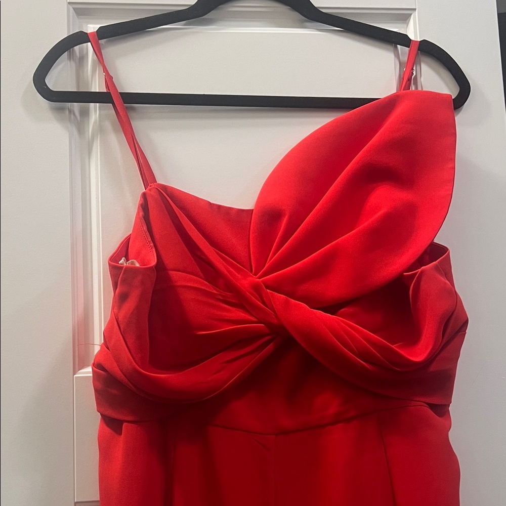 FAME & PARTNERS Red Petal Spaghetti Jumpsuit Size 12